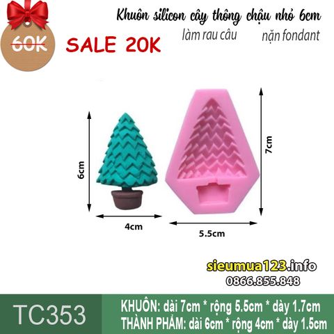 Khuôn silicon cây thông chậu nhỏ 6cm ( TC353 )