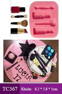 Khuôn silicon mỹ phẩm thỏi son và cọ trang điểm nhỏ xíu 4cm ( TC367 )