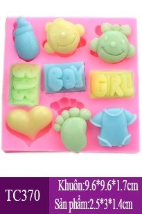 Khuôn rau câu silicon 4d : Khuôn 9 món đồ cho bé ( TC370 )