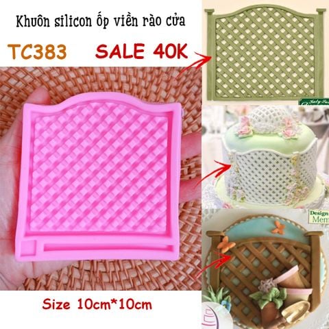 Khuôn silicon ốp viền rào cửa 10,5cm*10,5cm ( TC383 ) màu hồng, CÒN 1 CÁI