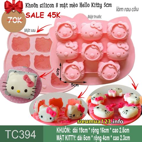 Khuôn silicon 8 mặt mèo Hello Kitty 5cm ( TC394 )