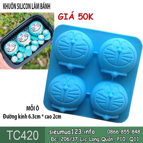 Khuôn silicon 4 mặt Doremon to 6,3cm ( TC420 ) SALE OFF