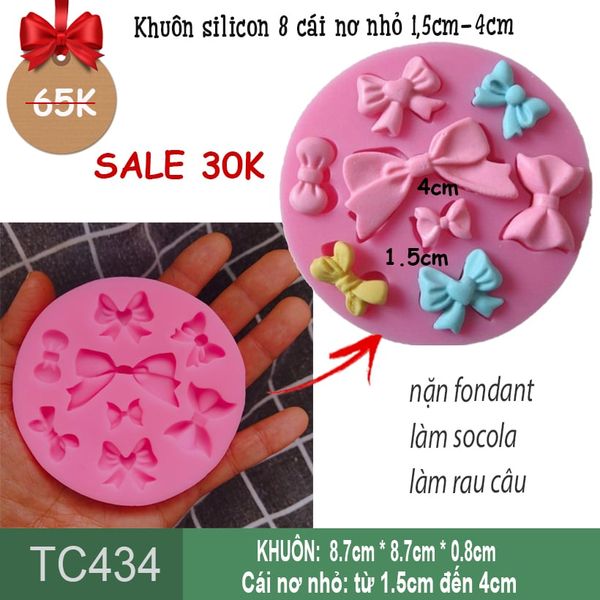 Khuôn silicon vỉ 8 cái nơ nhỏ 1,5cm-4cm ( TC434 )