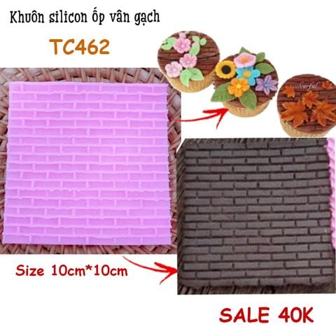 Khuôn silicon fondant ép vân gạch 10cm*10cm ( TC462 ) CÒN 1 CÁI