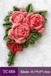 Khuôn silicon bó hoa hồng nhỏ 6,5cm làm fondant ( TC486 )