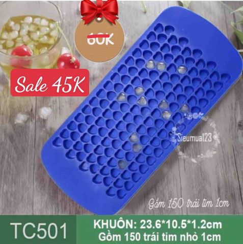 Khuôn silicon chip chip 150 trái tim nhỏ 1cm ( TC501 )