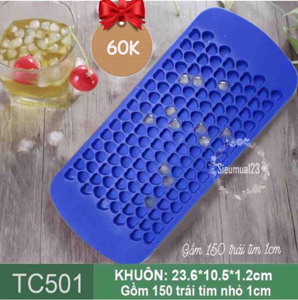 Khuôn silicon chip chip 150 trái tim nhỏ 1cm ( TC501 )