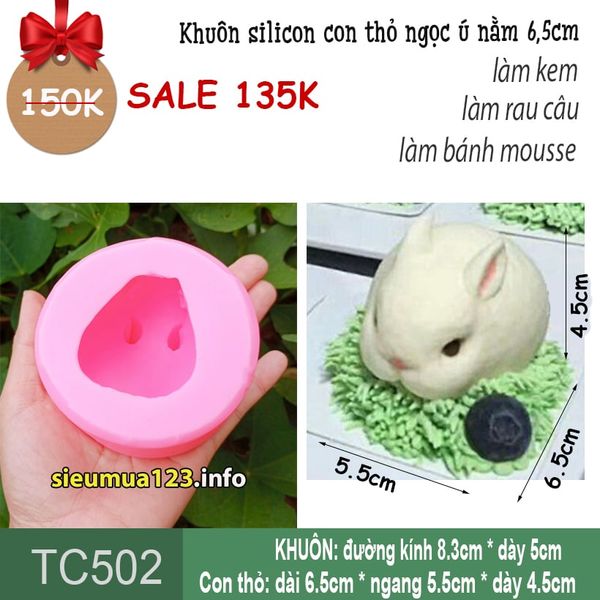 Khuôn silicon con thỏ ngọc ú nằm 6,5cm ( TC502 )