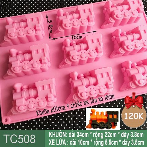 Khuôn silicon 9 chiếc xe lửa to 10cm ( TC508 )