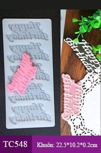 Khuôn silicon socola mỏng 5 chữ Happy Birthday ngang 9cm ( TC548 )