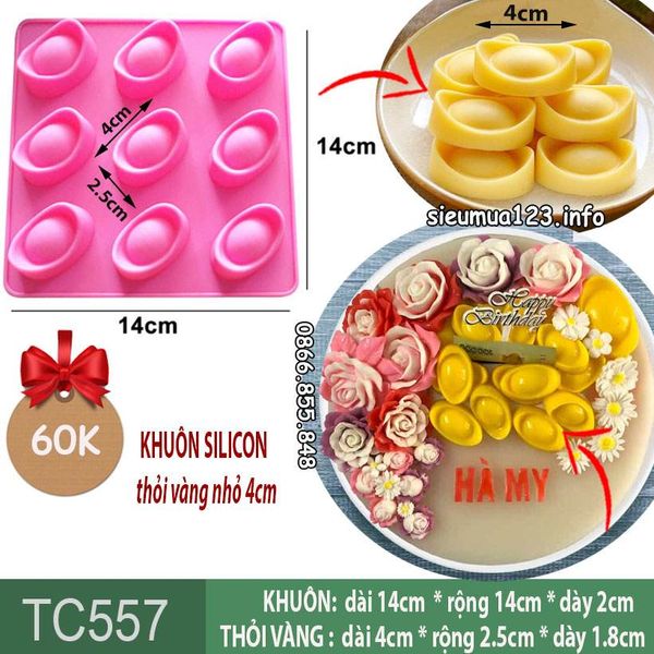 Khuôn silicon 9 thỏi vàng mini 4cm làm rau câu ( TC557 )