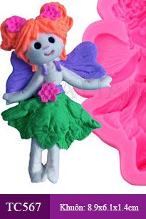 Khuôn rau câu silicon 4d : Khuôn em bé gái baby tóc đuôi gà có cánh ( TC567 )