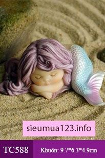 Khuôn silicon nàng tiên cá ngủ khoanh tay 8,5cm ( TC588 ) khuôn chữ nhật