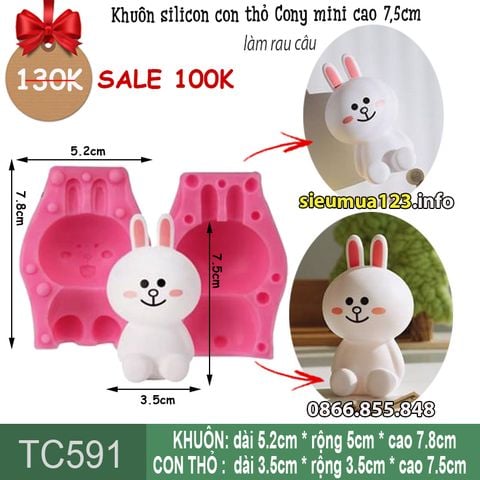 Khuôn silicon con thỏ Cony mini cao 7,5cm ( TC591 )