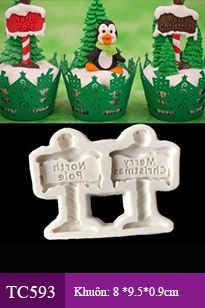 Khuôn silicon bảng hiệu Merry Christmas và North Pole nhỏ ( TC593 )