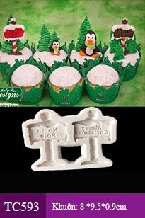 Khuôn silicon bảng hiệu Merry Christmas và North Pole nhỏ ( TC593 )