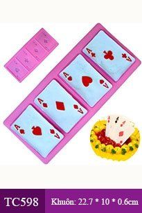 Khuôn rau câu silicon 4d : Khuôn bài tây 4 lá ( TC598 )