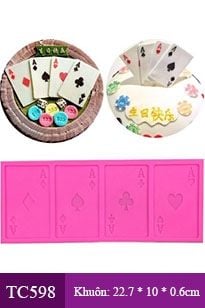 Khuôn rau câu silicon 4d : Khuôn bài tây 4 lá ( TC598 )