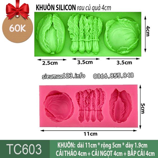 Khuôn silicon cải thảo cải thìa bắp cải 4cm ( TC603 )