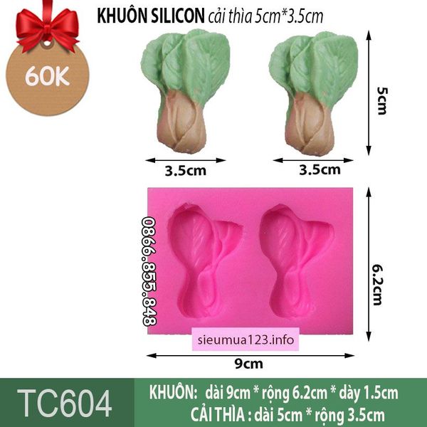Khuôn silicon 2 Cải Bina 5cm ( TC604 )