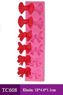 Khuôn rau câu silicon 4d : Khuôn cái nơ lớn nhỏ vỉ 6 ( TC608 )