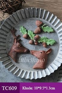 Khuôn rau câu silicon con tuần lộc và hạt dẻ hồng ( TC609 )