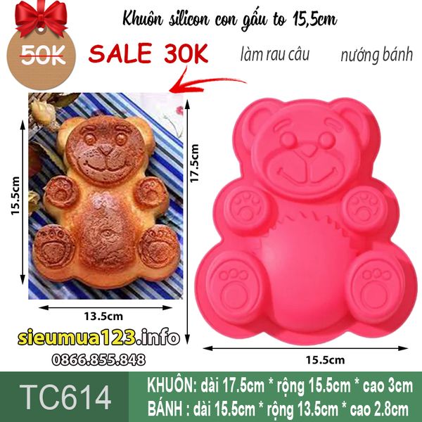 Khuôn silicon con gấu to 15,5cm ( TC614 )