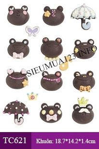 Khuôn silicon 12 mặt ếch che ô 3cm ( TC621 )