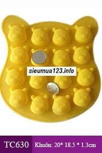 Khuôn silicon 16 mặt gấu Pooh 3,3cm ( TC630 )