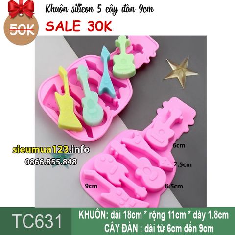 Khuôn silicon 5 cây đàn 9cm ( TC631 ) SALE OFF