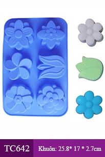 Khuôn silicon 6 hoa sứ tulip mai to 7cm - 7,5cm ( TC642 )