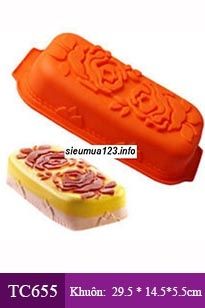 Khuôn silicon chữ nhật hoa hồng bo 25cm ( TC655 )