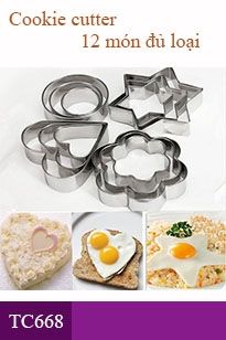 Bộ khuôn ấn inox Cookie cutter 4 loại nhỏ (tim,hoa,tròn,sao) ( TC668 )