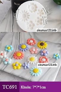 Khuôn silicon 5 hoa dại nhỏ 2cm ( TC691 )