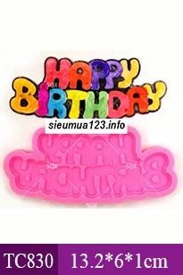 Khuôn Silicon Chữ Happy Birthday Nét Tròn 12,5cm ( TC830 )