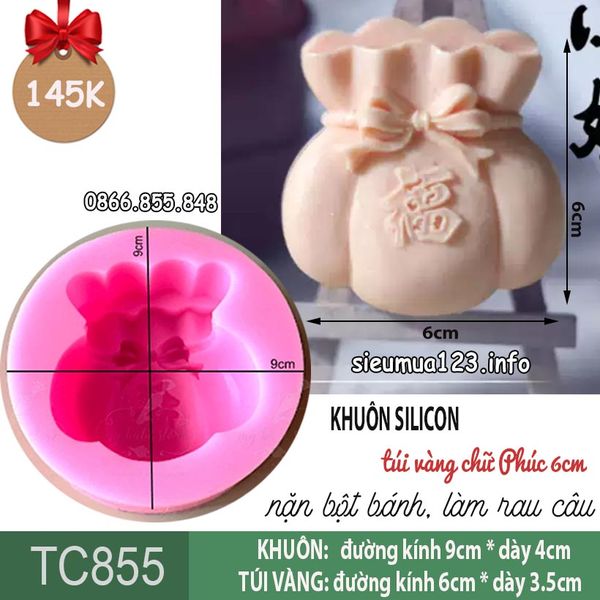 Khuôn silicon làm bánh hình túi vàng to 6cm ( TC855 )