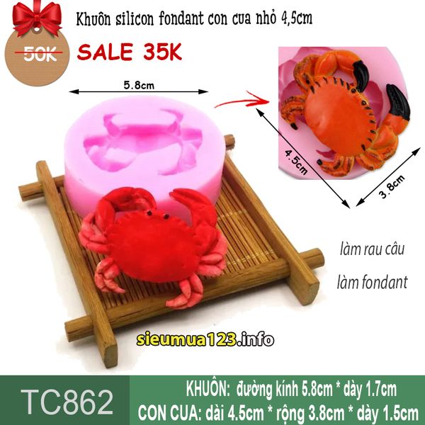 Khuôn silicon làm fondant con cua nhỏ 4,5cm ( TC862 )