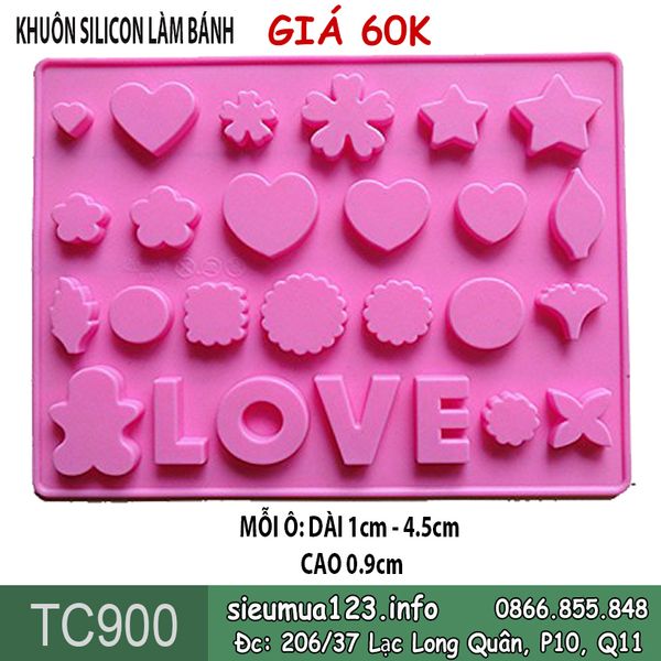 Khuôn silicon trái tim sao hoa tròn chữ love từ 1cm - 4,5cm ( TC900 )