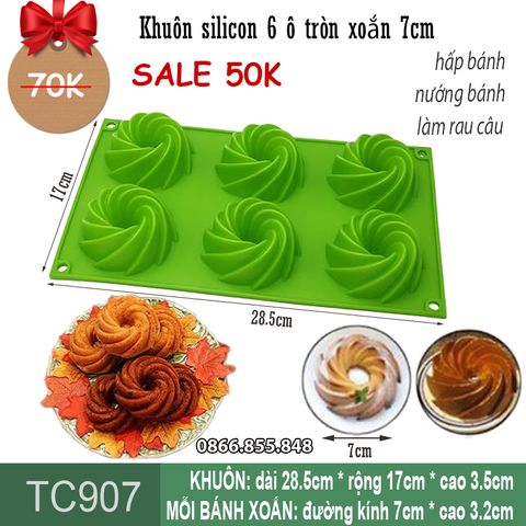 Khuôn silicon 6 ô tròn xoắn 7cm ( TC907 )