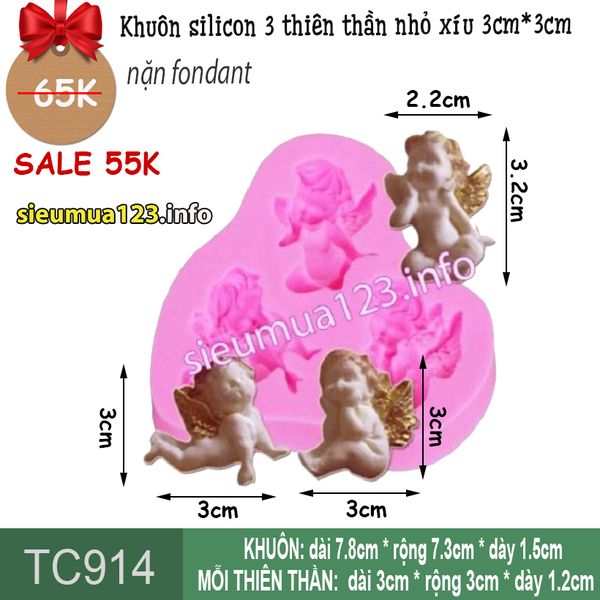 Khuôn silicon 3 thiên thần angel nhỏ 3cm ( TC914 )
