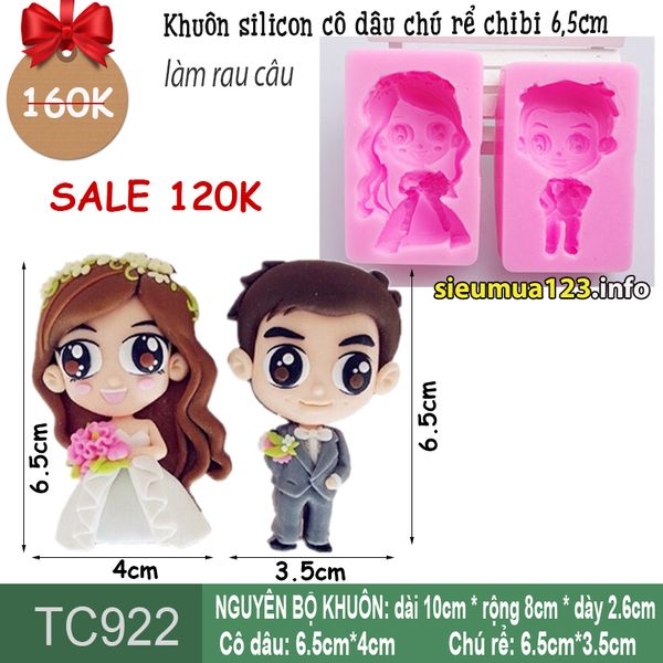Khuôn silicon cô dâu chú rể chibi 6,5cm ( TC922 )