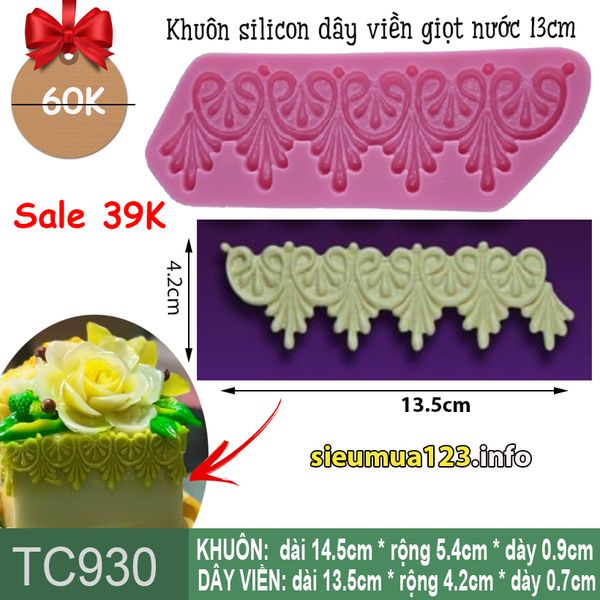 Khuôn silicon dây viền giọt nước 13cm ( TC930 )