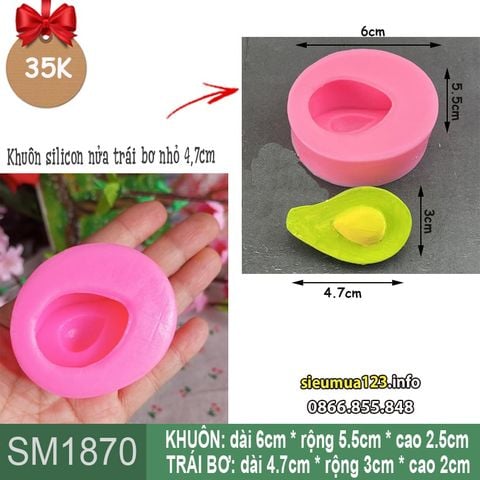 Khuôn silicon nửa trái bơ nhỏ 4,7cm ( SM1870 ) mẫu 2024