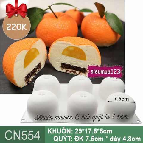 Khuôn bánh mousse silicon : Khuôn 6 trái quýt to 7,5cm ( CN554 ) còn 1 cái