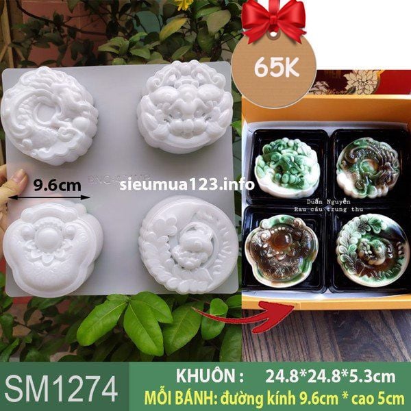 Khuôn rau câu trung thu Lân Rồng Ngọc Phụng bằng nhựa mỏng ( SM1274 )