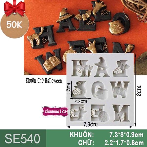 Khuôn silicon chữ Halloween nhỏ 1,7cm ( SE540 )