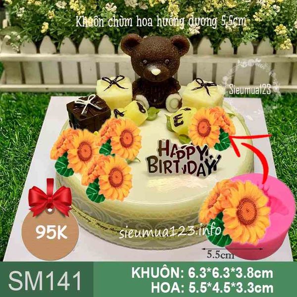 Khuôn silicon chùm hoa hướng dương 5,5cm ( SM141 )