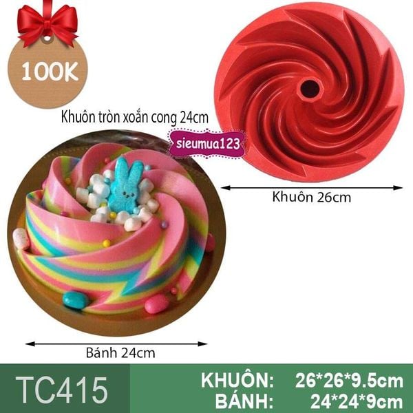 Khuôn nướng bánh silicon tròn cánh nhọn xoắn cong lớn 24cm ( TC415 )