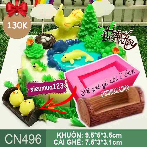 Khuôn rau câu silicon 4d : Khuôn cái ghế gỗ dài 7,5cm ( CN496 )