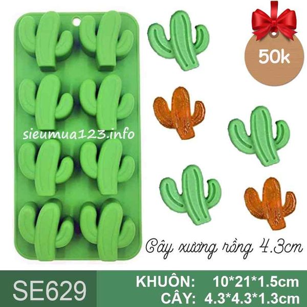 Khuôn silicon 8 cây xương rồng 4,3cm ( SE629 ) SALE OFF